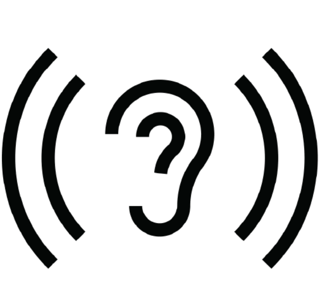 "An icon featuring an ear surrounded by sound wave-like curves, symbolizing Open-Ear Audio