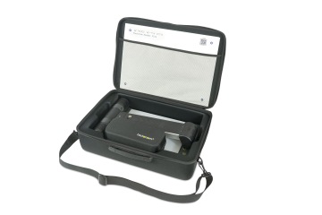 Tactonom Reader Flex folded in a protective bag with cables and all accessories.