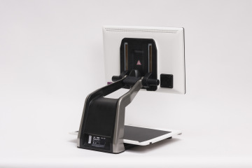 Close-up of the Acuity Speech magnifier screen displaying OCR text-to-speech functionality with large, clear text.