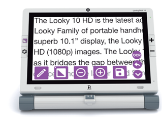 A close up image of LookyTAB 10 display