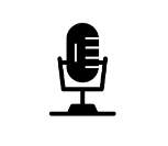 An icon of a microphone, representing VoiceOver.