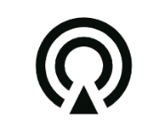 A circular icon with a triangle at the bottom, representing GPS navigation and directional guidance.